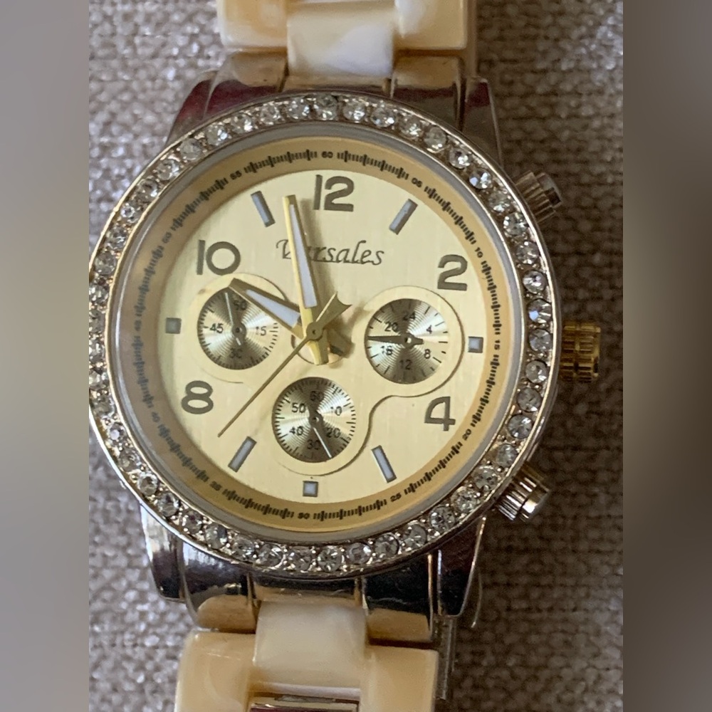 Gold-Tone Women's Watch with Crystal Bezel